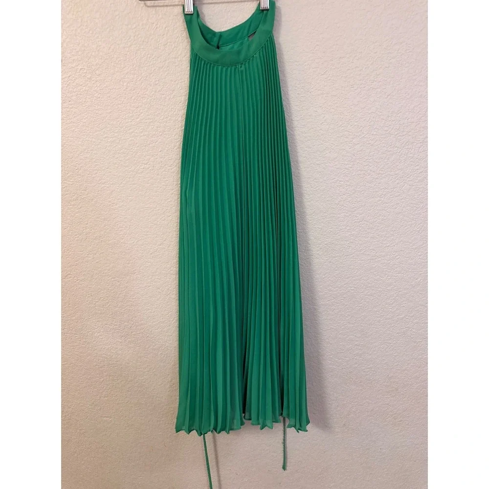 Ted Baker London Green Pleated Midi Dress Size 6 Kentucky‎ Derby Garden - Picture 3 of 11